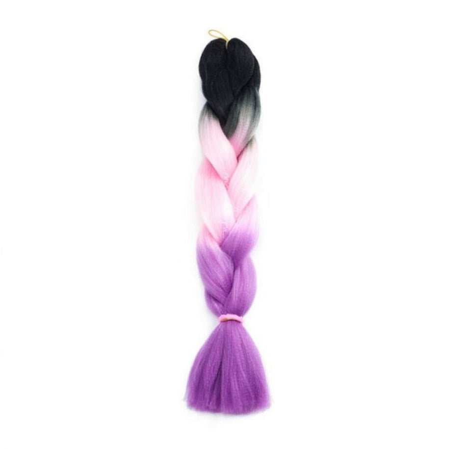 BLACK PINK PURPLE THREE TONE OMBRÉ 24" - Milk & Honey Wigs