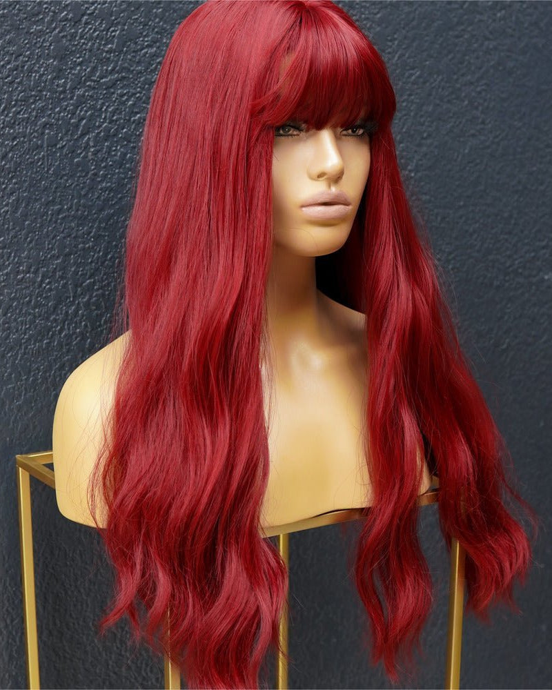 BONNIE Burgundy Red Fringe Wig - Milk & Honey Wigs