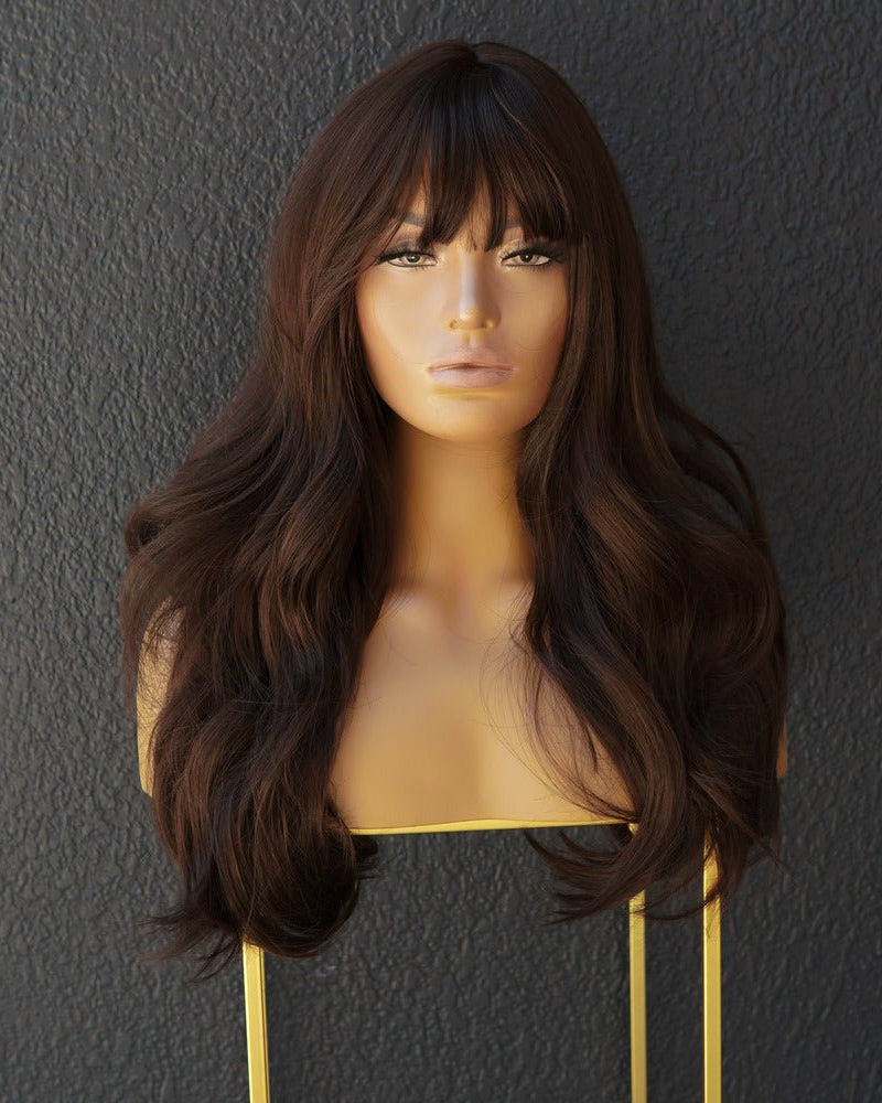 CAPRI Dark Brown Fringe Wig - Milk & Honey Wigs