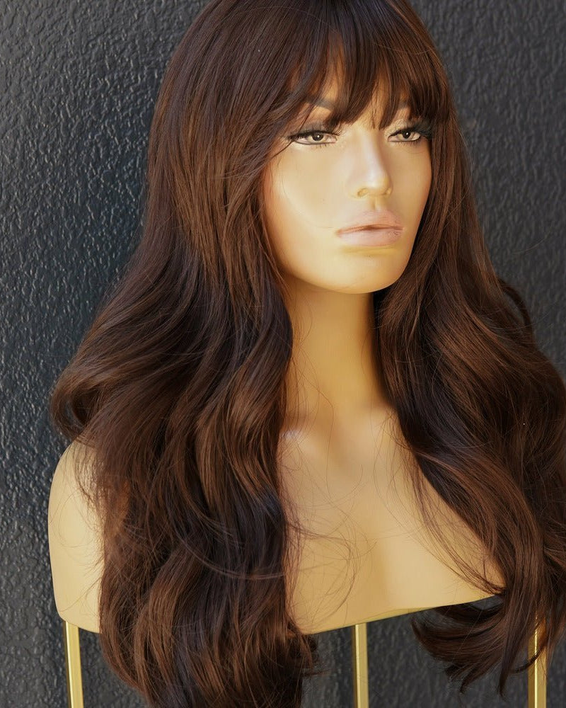 CAPRI Dark Brown Fringe Wig - Milk & Honey Wigs
