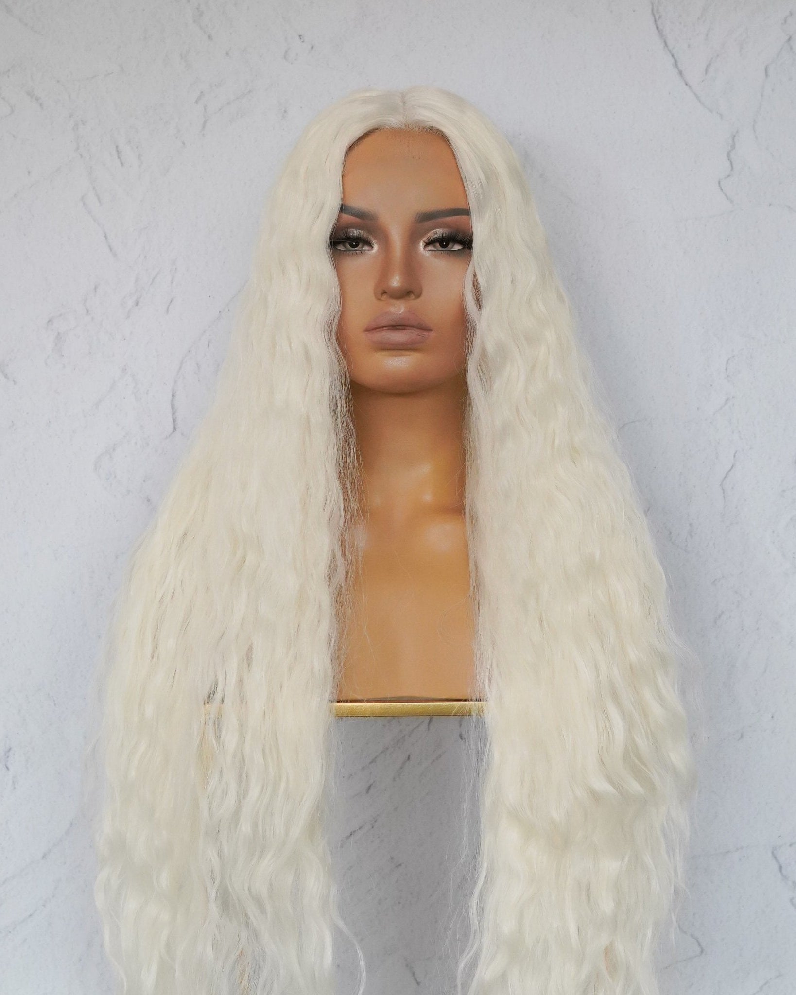 CARDI 40" White Platinum Blonde Lace Front Wig - Milk & Honey Wigs