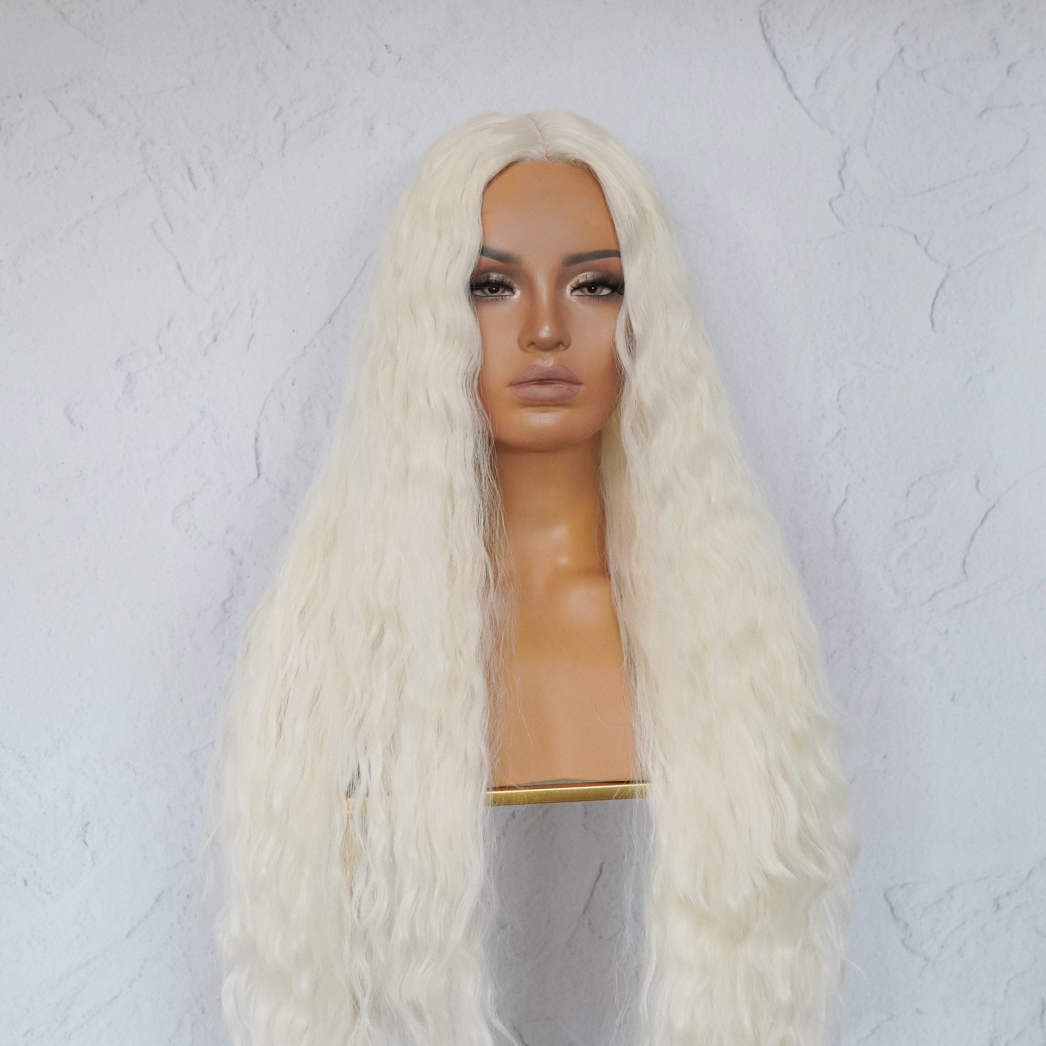 CARDI 40" White Platinum Blonde Lace Front Wig | Milk & Honey Wigs