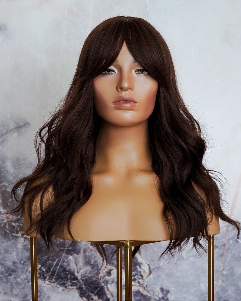 CLAIRE Dark Brown Fringe Wig - Milk & Honey Wigs