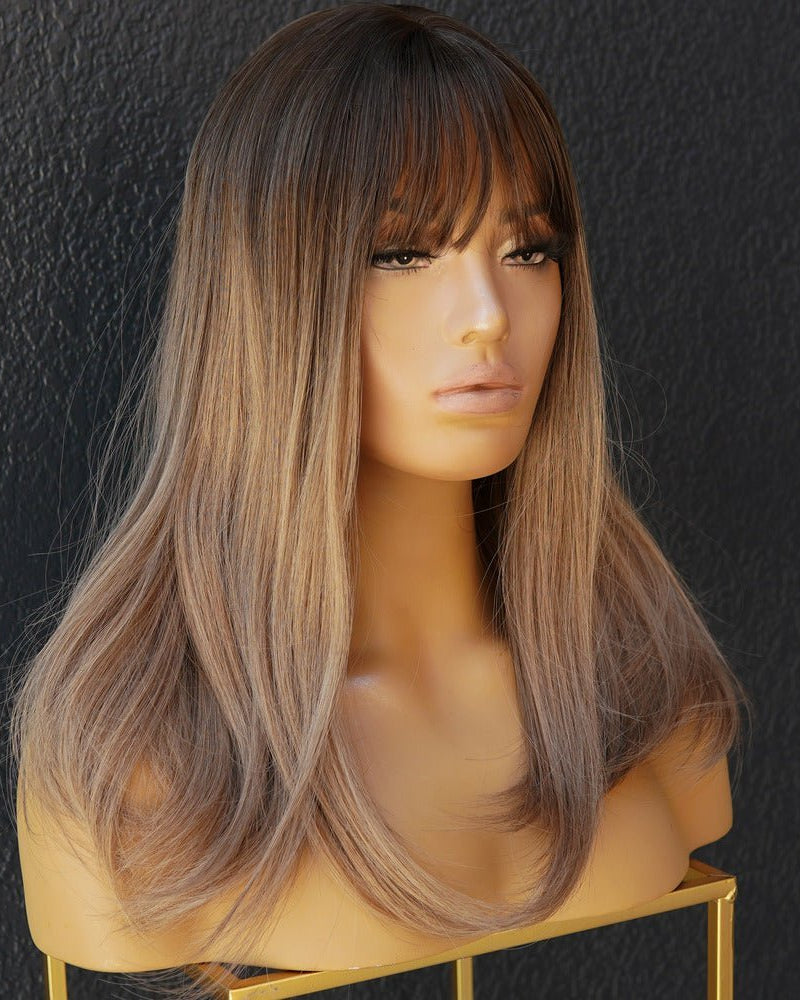 CLARA Ombre Brown Fringe Wig - Milk & Honey Wigs
