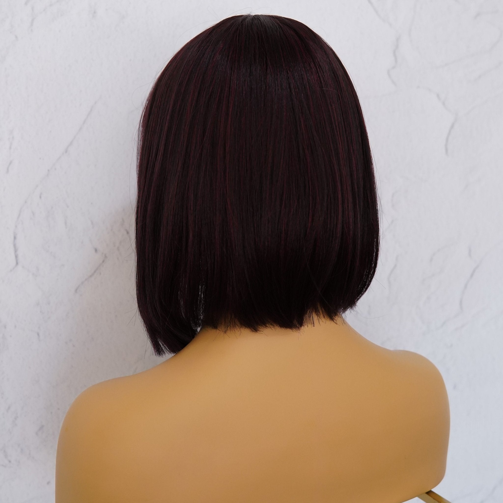 COURTNEY Burgundy Fringe Wig - Milk & Honey Wigs