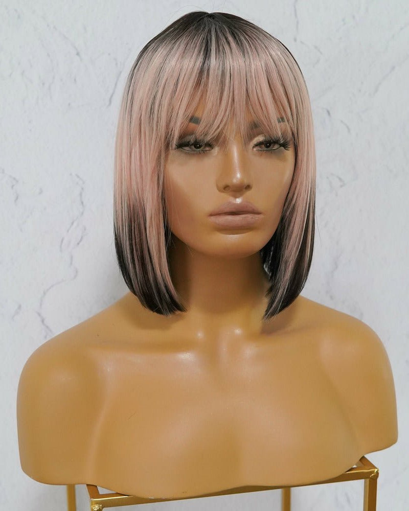 COURTNEY Ombre Pink Fringe Wig - Milk & Honey Wigs