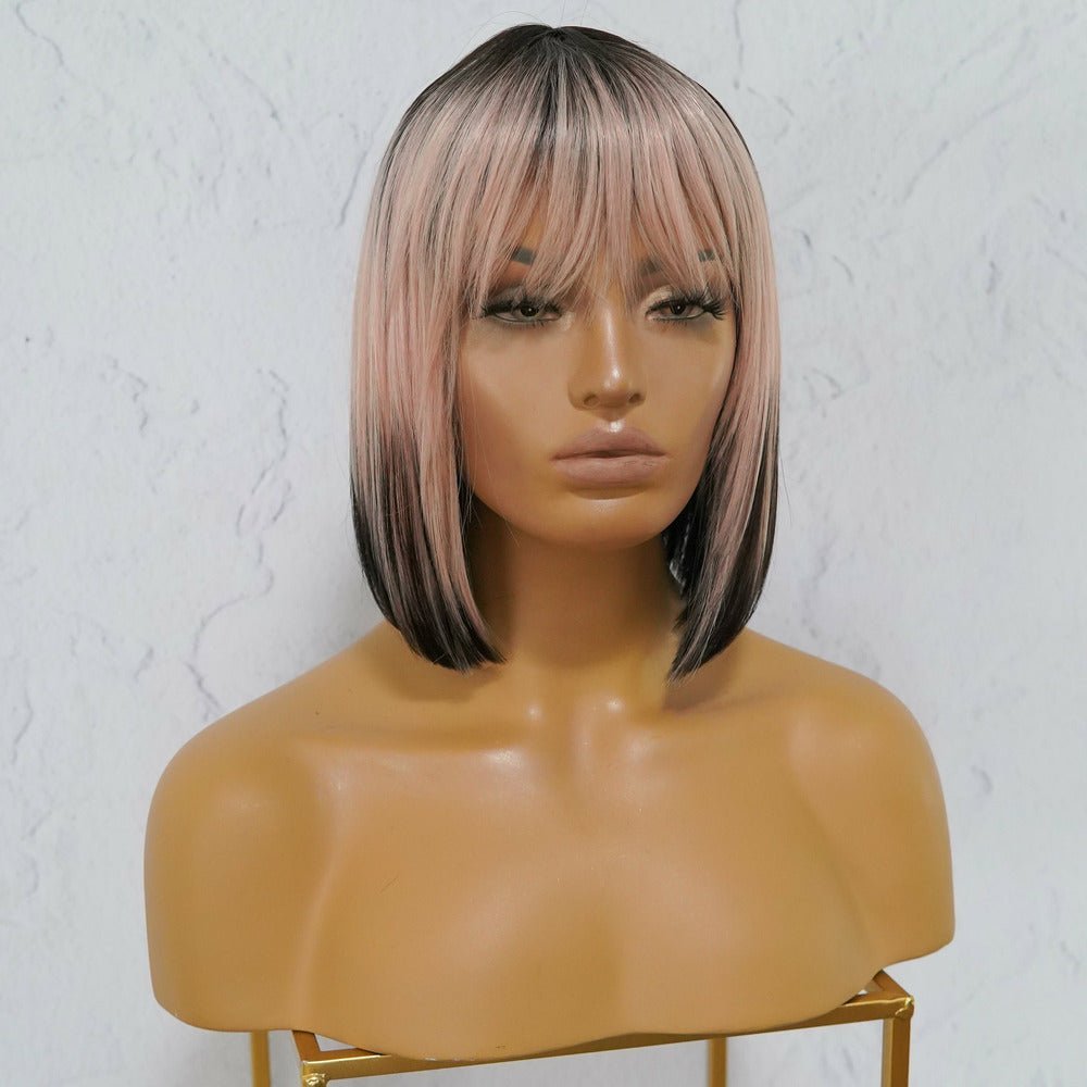 COURTNEY Ombre Pink Fringe Wig - Milk & Honey Wigs