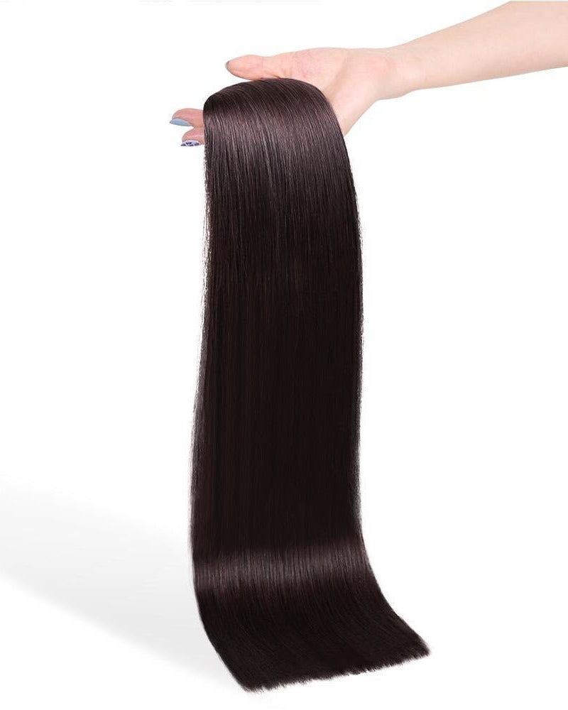 DARKEST BROWN (2) Human Hair Clip In - Milk & Honey Wigs