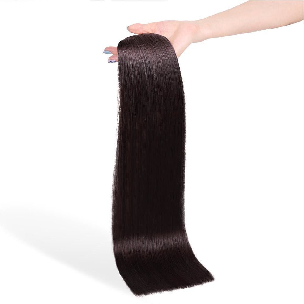 DARKEST BROWN (2) Human Hair Clip In - Milk & Honey Wigs