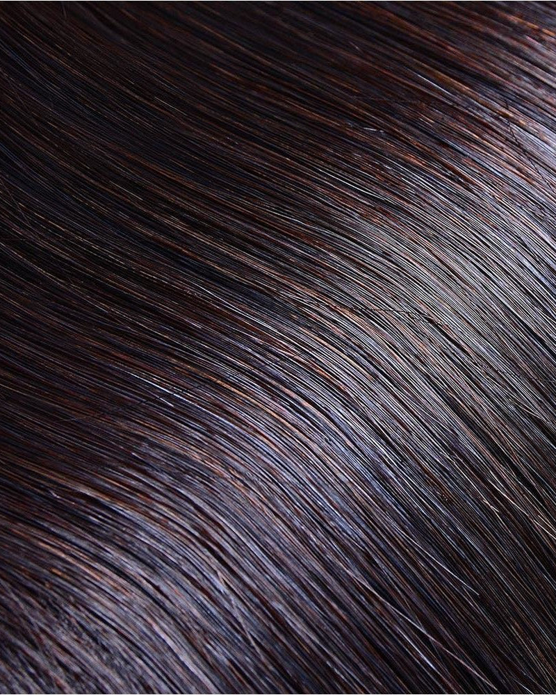 DARKEST BROWN (2) Human Hair Clip In - Milk & Honey Wigs