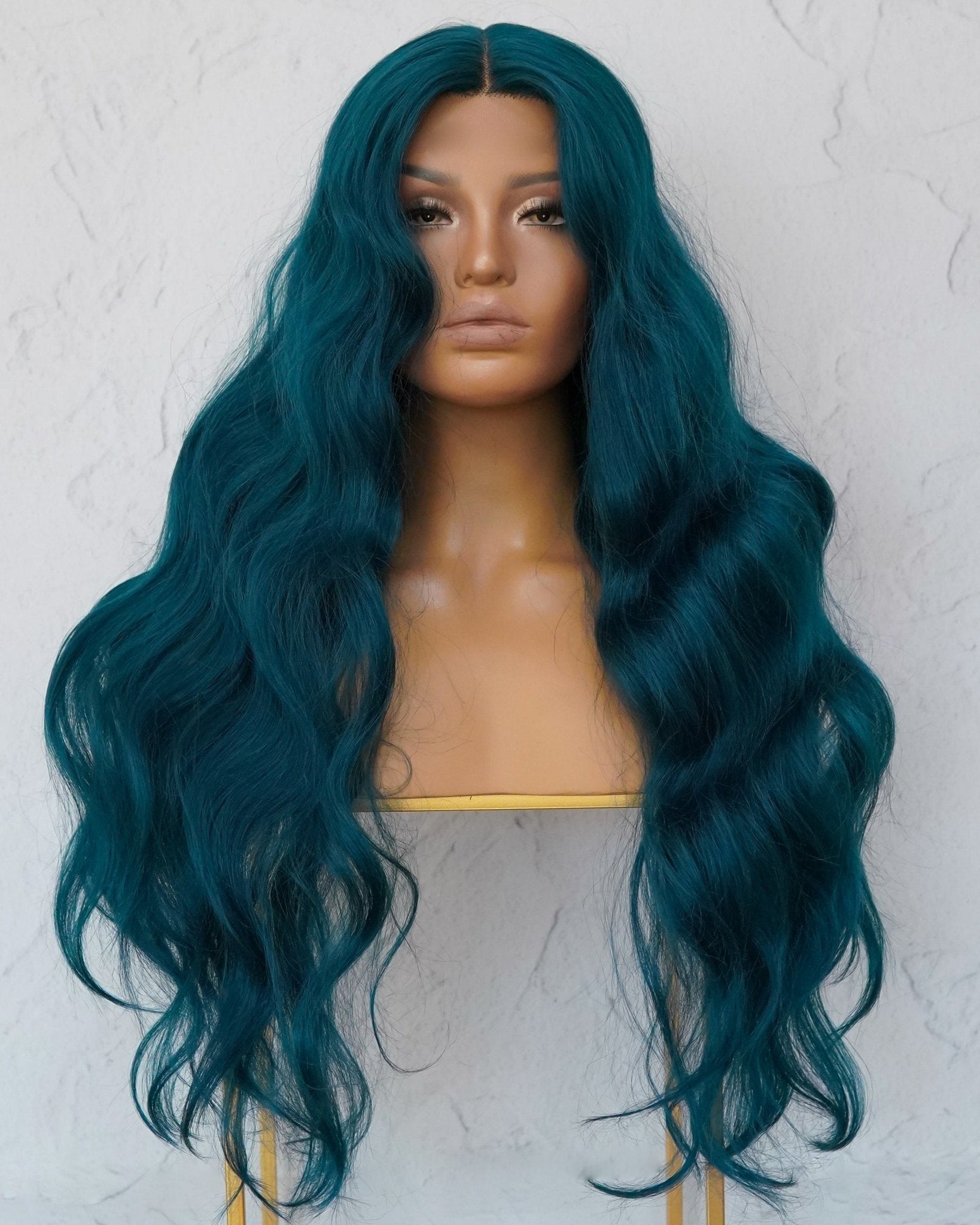 DELILAH Teal Blue 30" Lace Front Wig - Milk & Honey Wigs