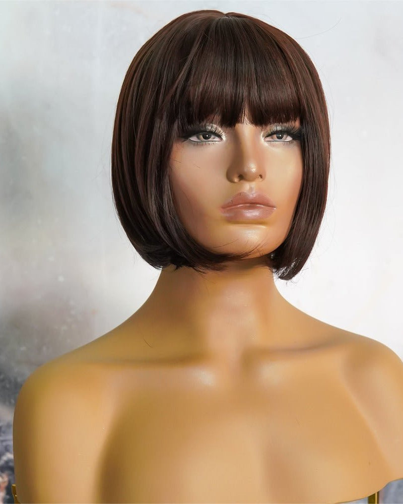 ELLE Dark Brown Fringe Wig - Milk & Honey Wigs