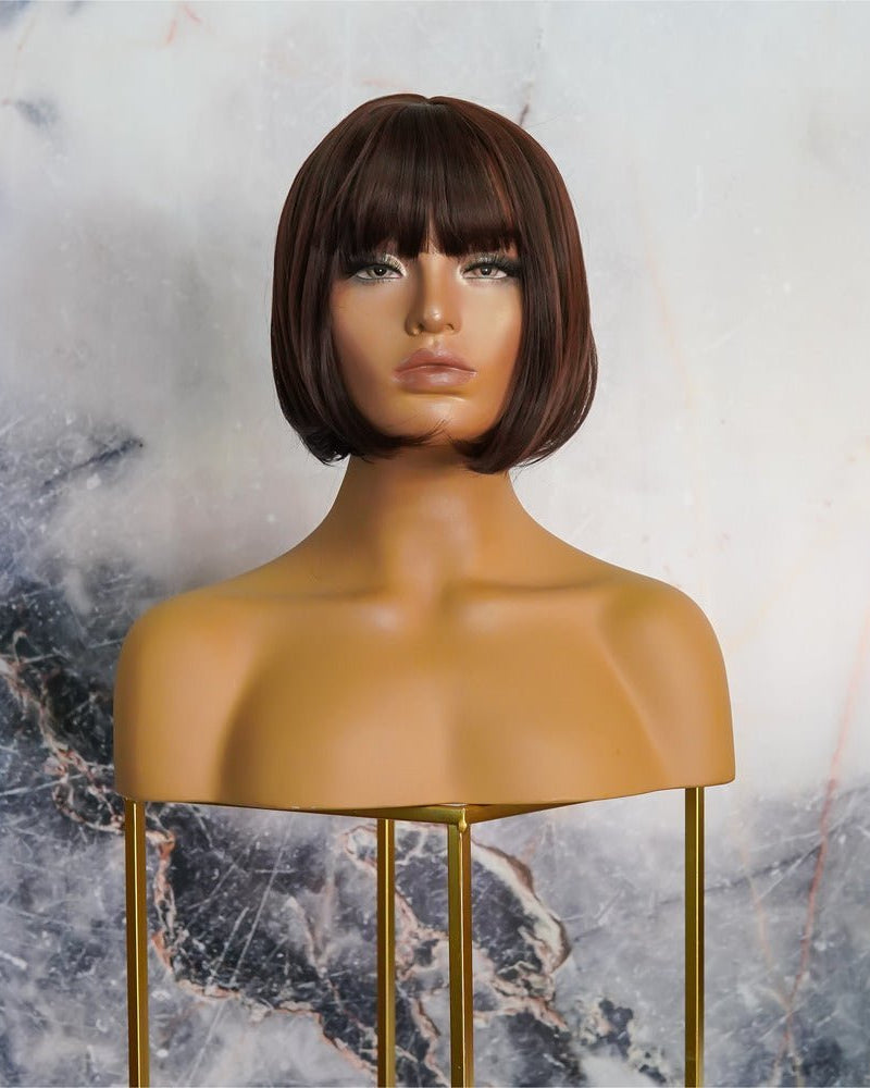 ELLE Dark Brown Fringe Wig - Milk & Honey Wigs