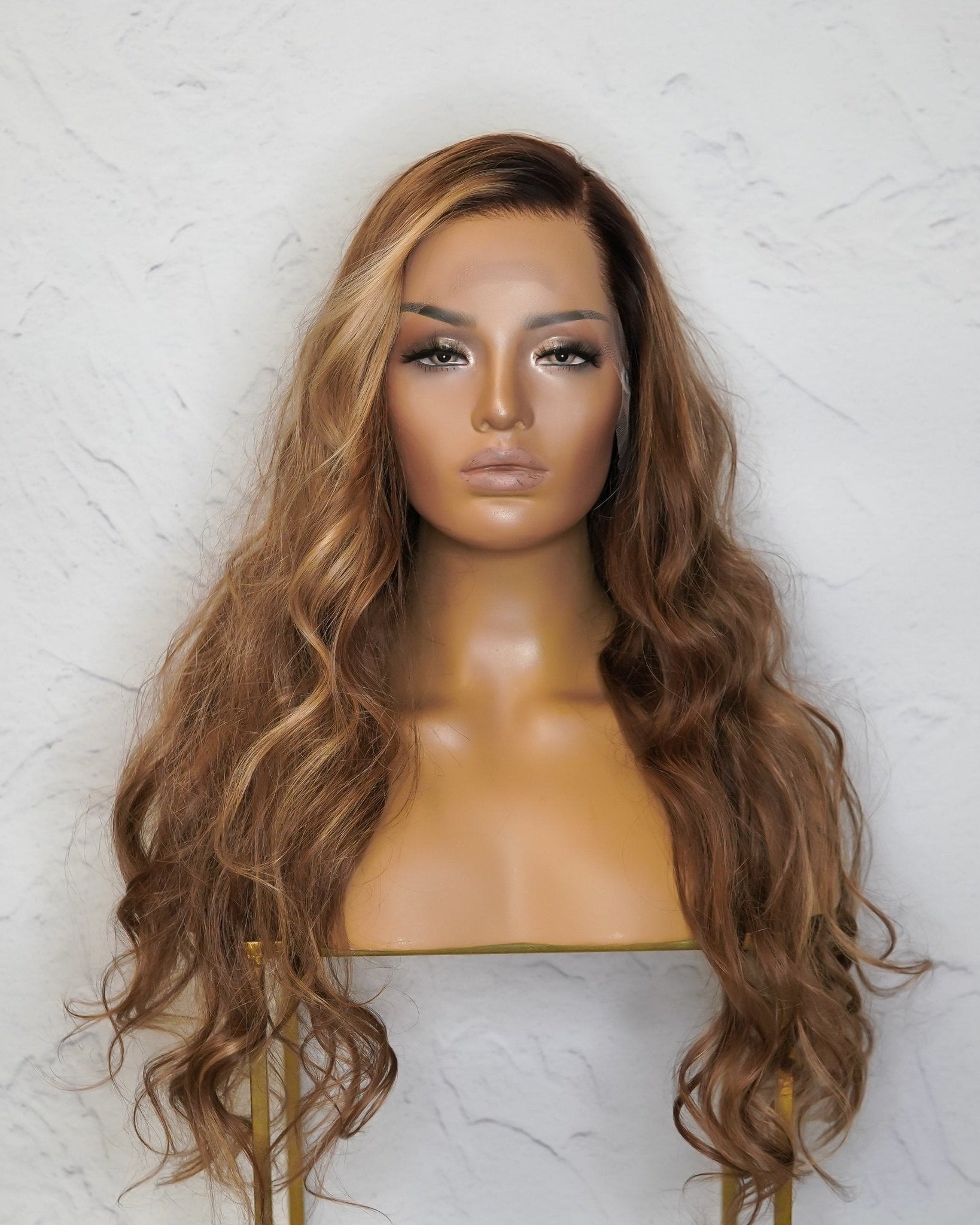 GEMIMA Ombre Brown Human Hair Lace Front Wig - Milk & Honey Wigs