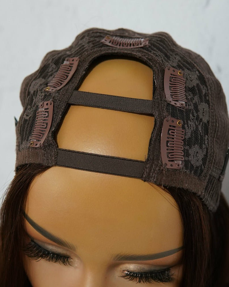 HARPER Dark Brown Human Hair U Part Wig 20" **READY TO SHIP** - Milk & Honey Wigs