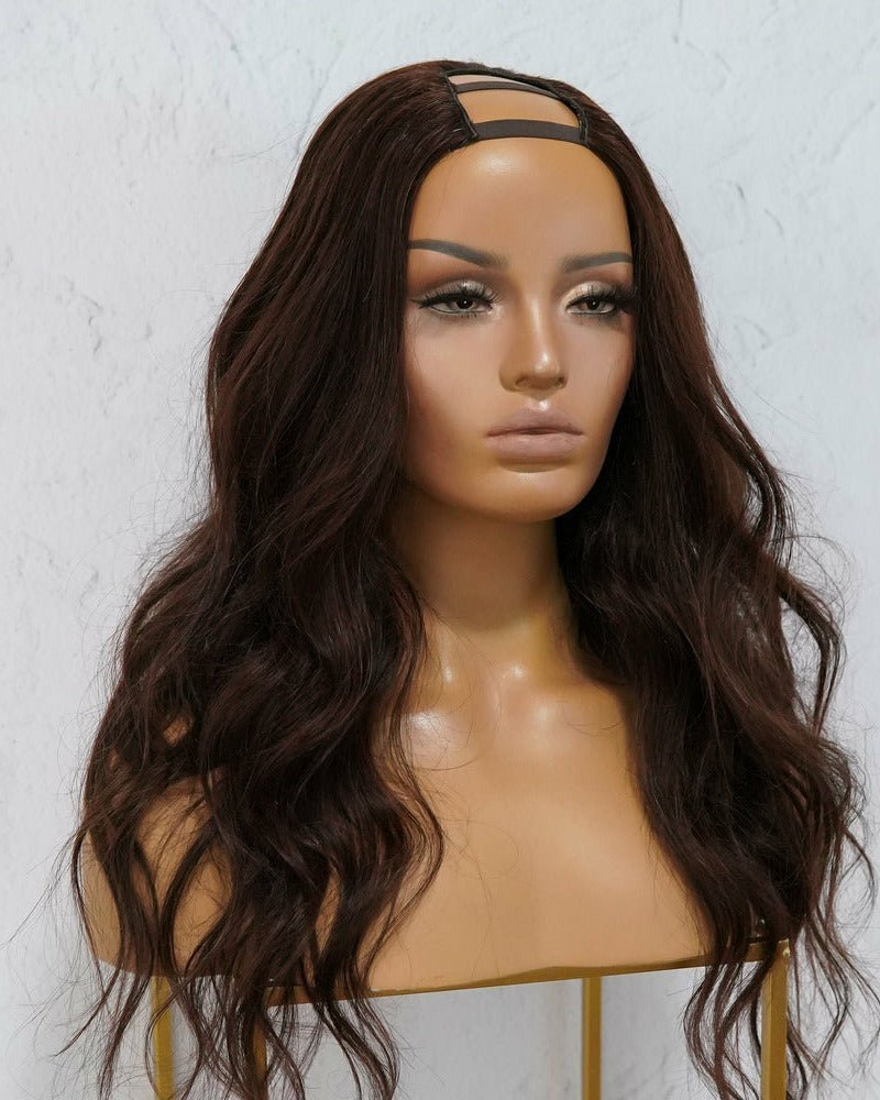 HARPER Dark Brown Human Hair U Part Wig 20" **READY TO SHIP** - Milk & Honey Wigs