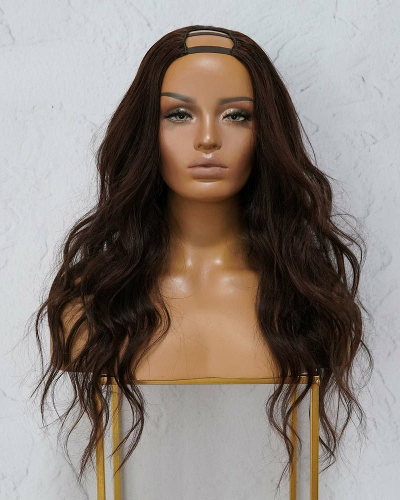 HARPER Dark Brown Human Hair U Part Wig 20" **READY TO SHIP** - Milk & Honey Wigs
