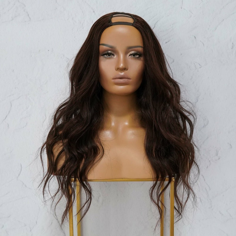 HARPER Dark Brown Human Hair U Part Wig 20" **READY TO SHIP** - Milk & Honey Wigs