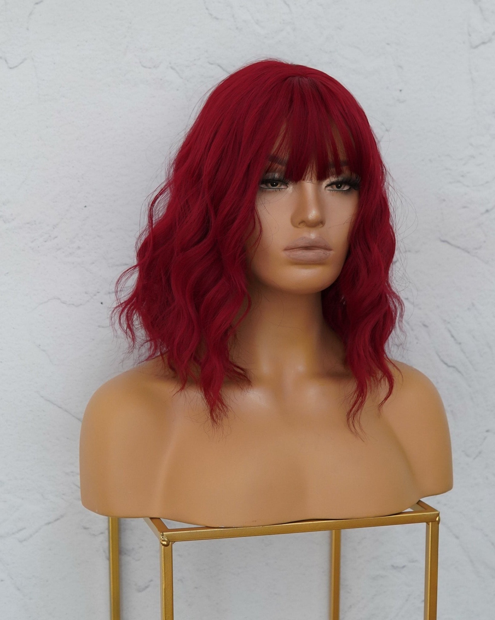 HAYLEY Burgundy Red Bob Fringe Wig - Milk & Honey Wigs