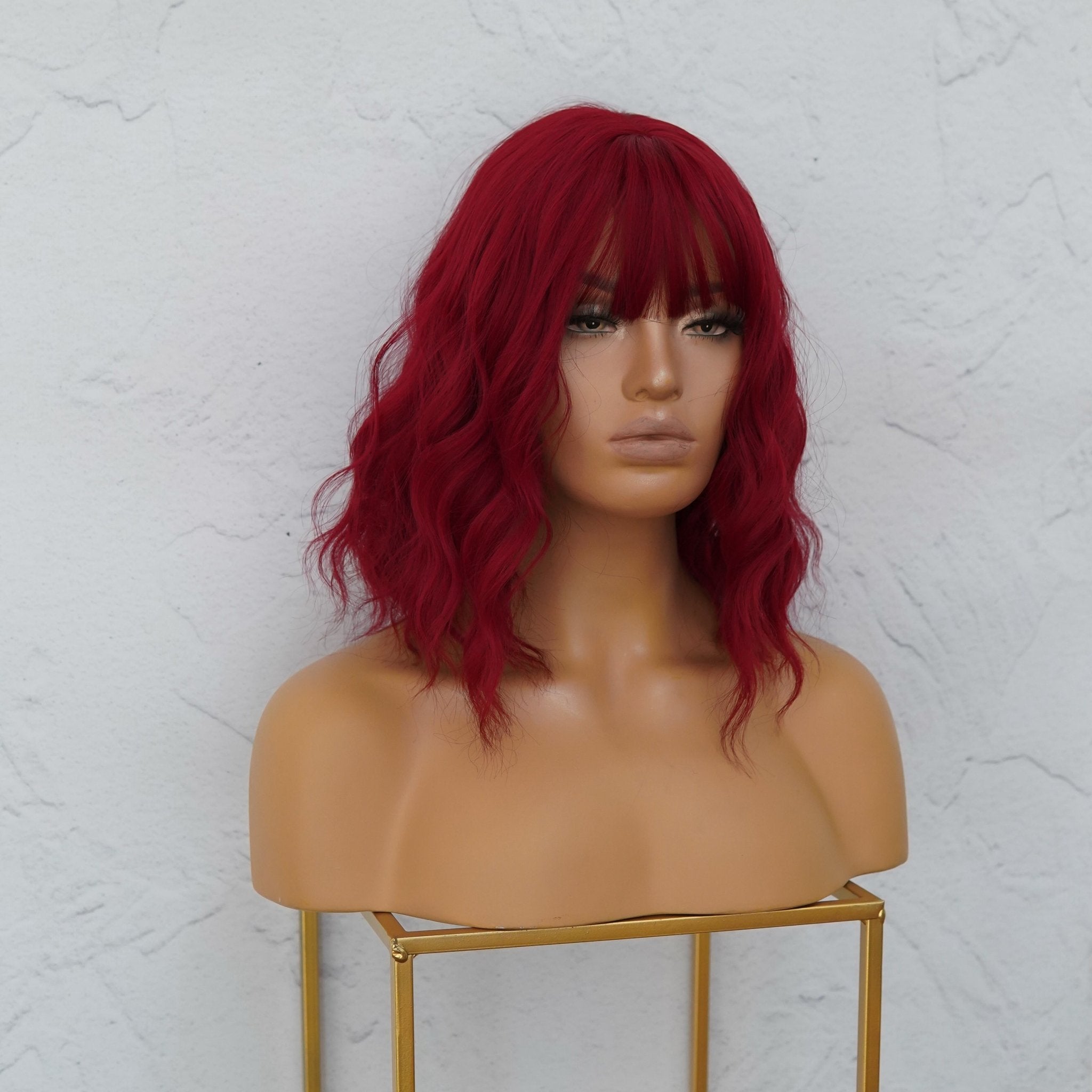 HAYLEY Burgundy Red Bob Fringe Wig - Milk & Honey Wigs