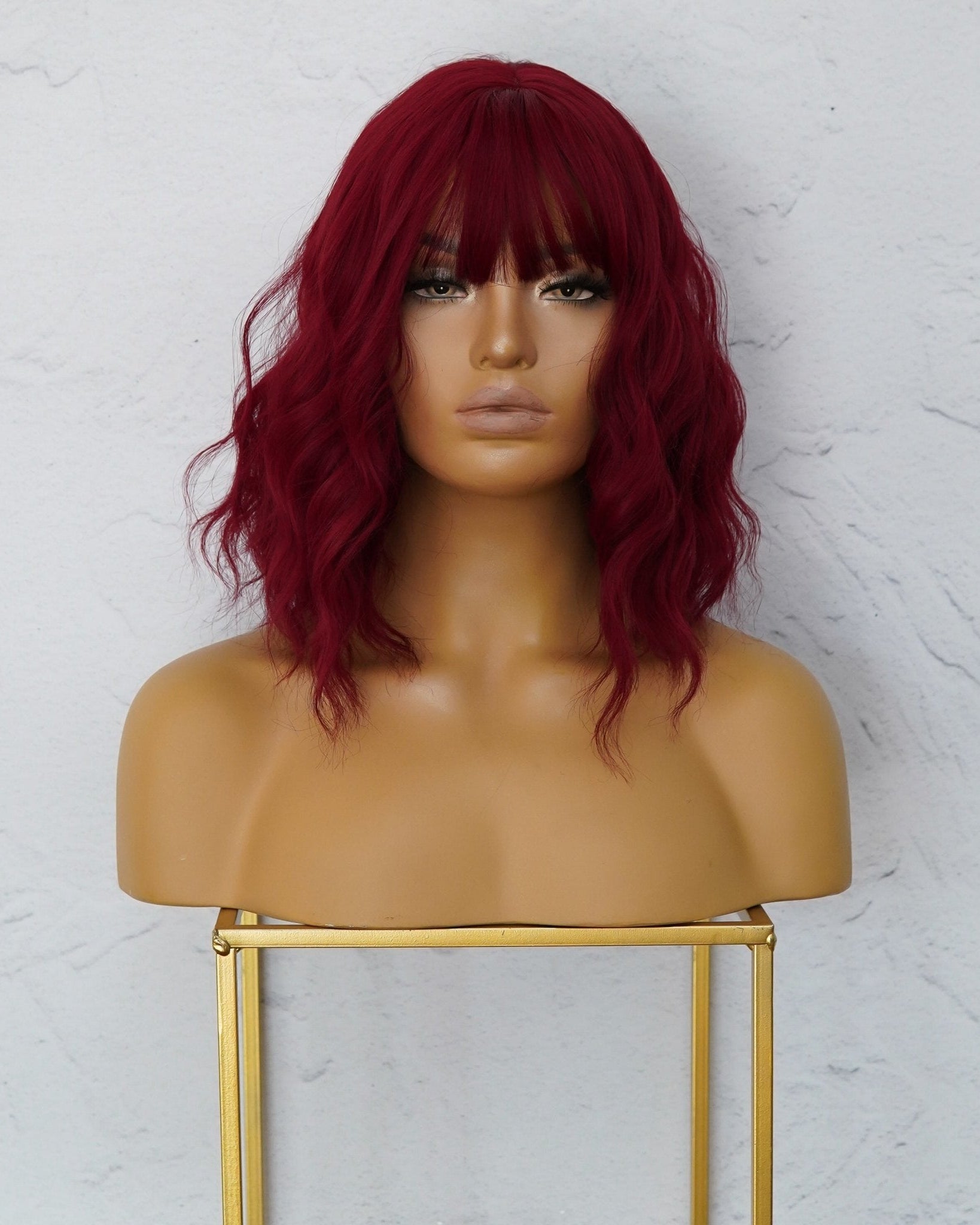HAYLEY Burgundy Red Bob Fringe Wig - Milk & Honey Wigs