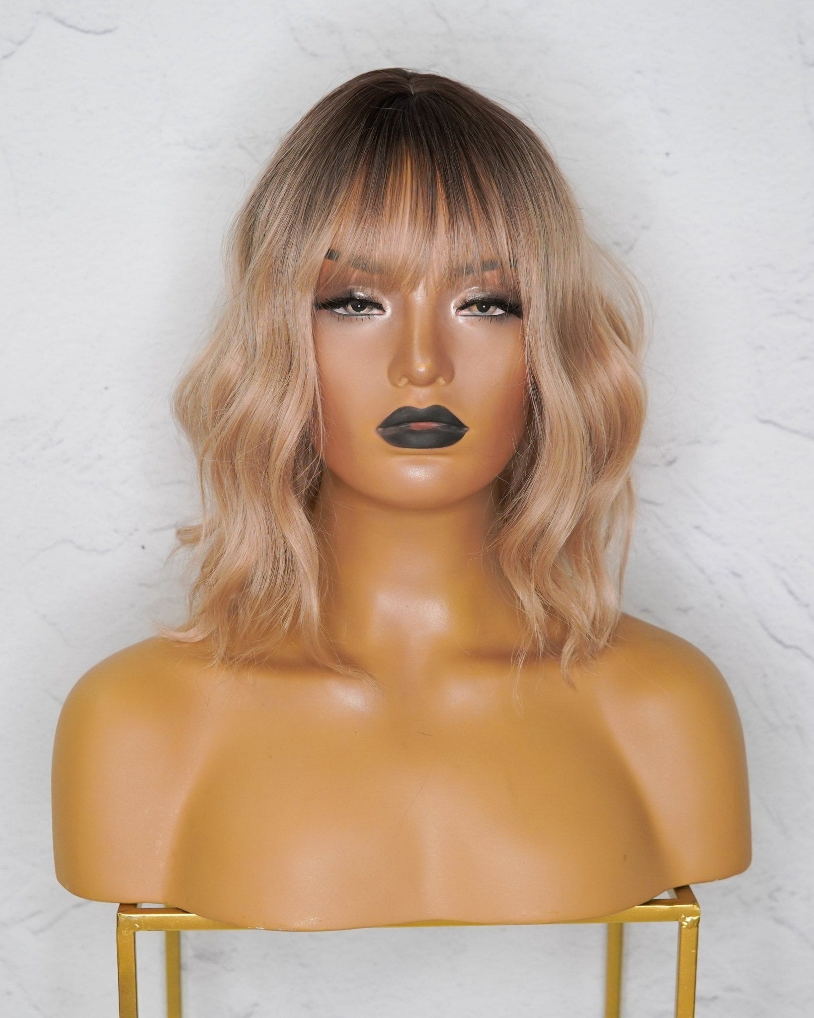 HAYLEY Caramel Ombre Bob Fringe Wig - Milk & Honey Wigs