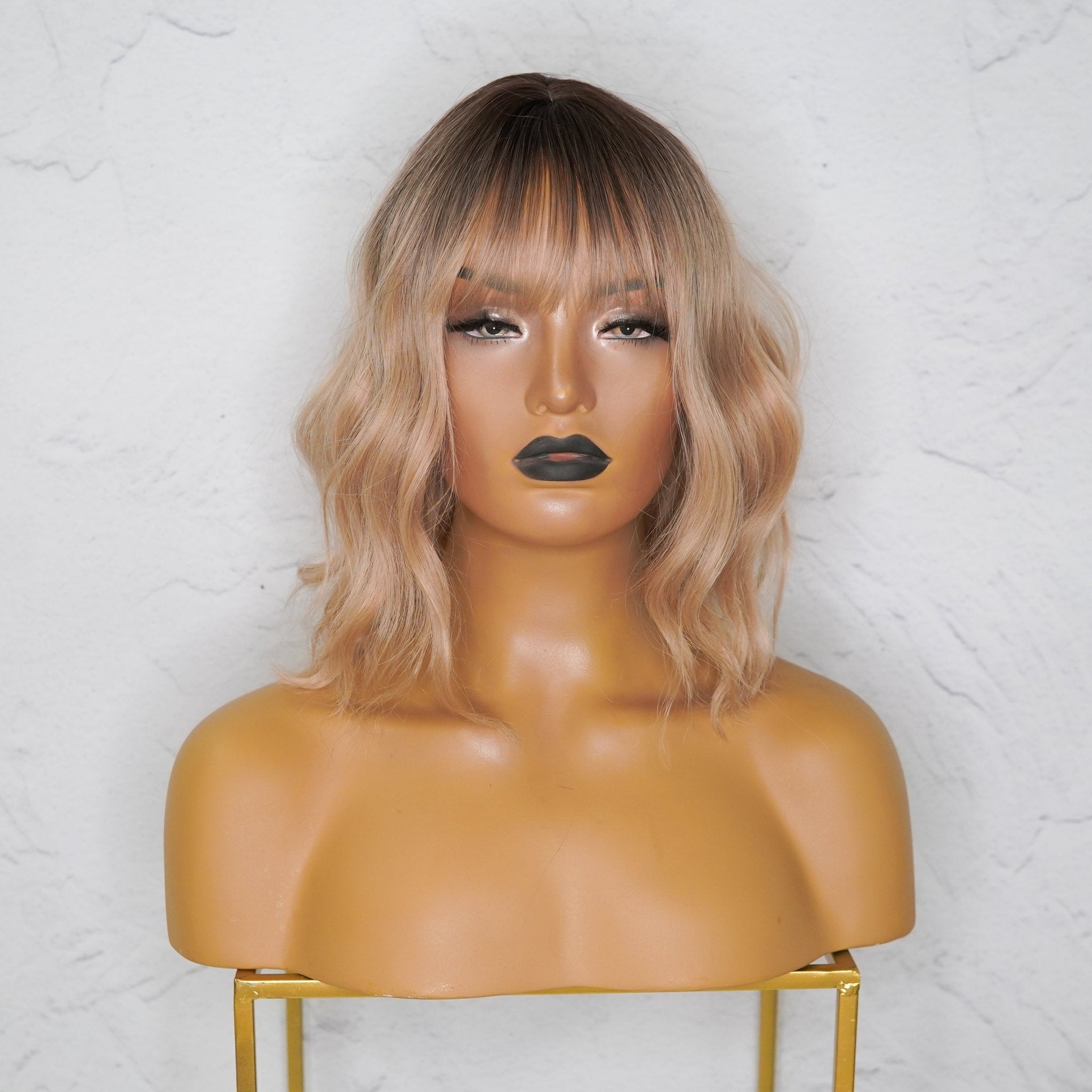 HAYLEY Caramel Ombre Bob Fringe Wig - Milk & Honey Wigs