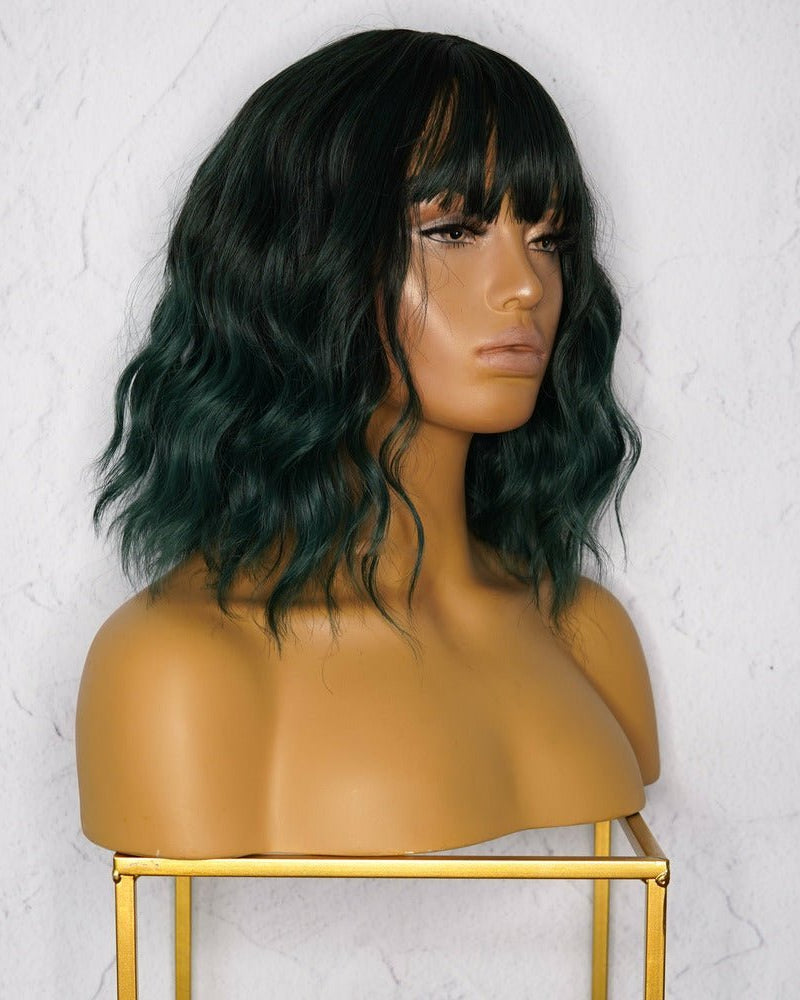 HAYLEY Dark Green Bob Fringe Wig - Milk & Honey Wigs