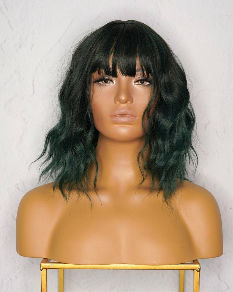 HAYLEY Dark Green Bob Fringe Wig - Milk & Honey Wigs