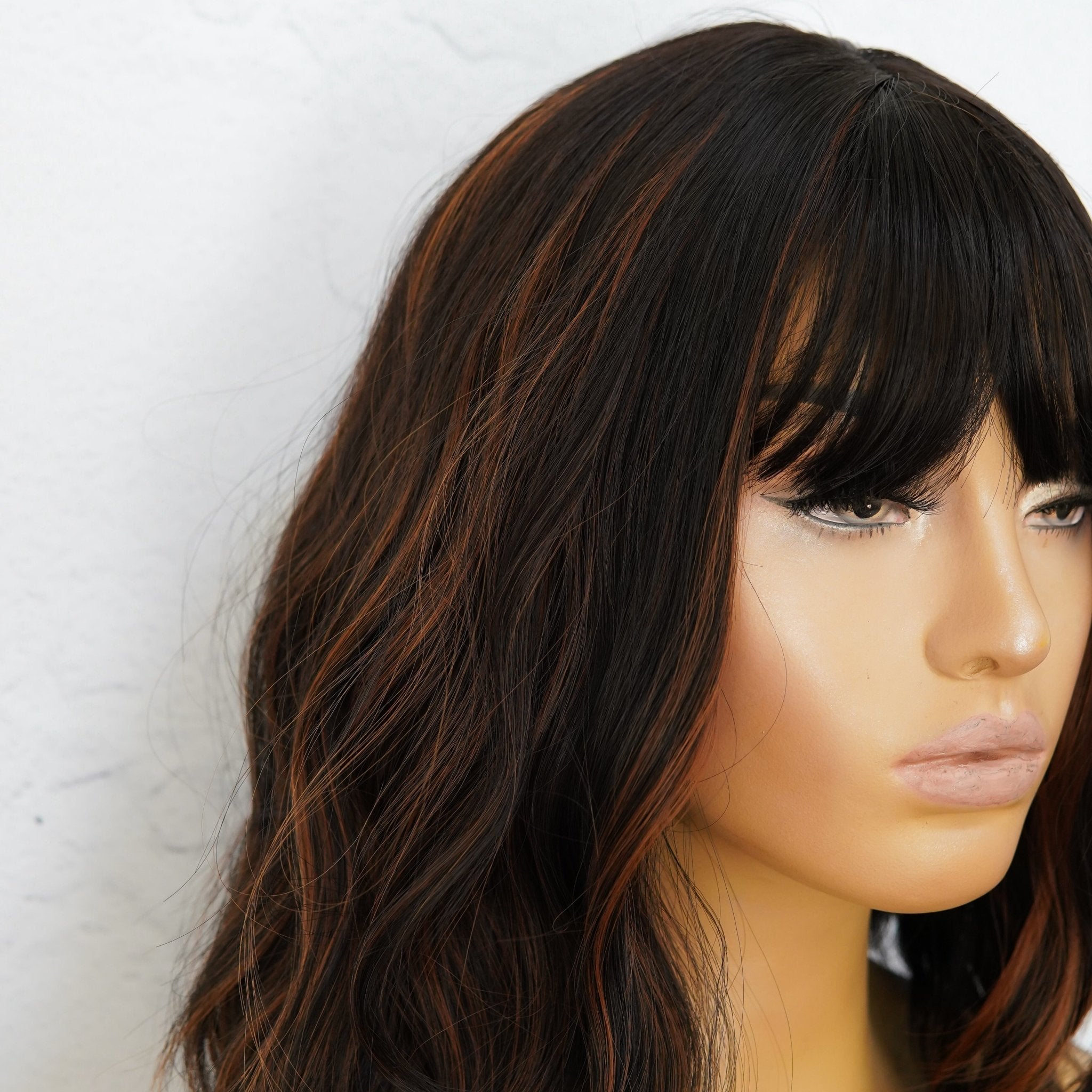 HAYLEY Darkest Brown with Highlights Bob Fringe Wig - Milk & Honey Wigs