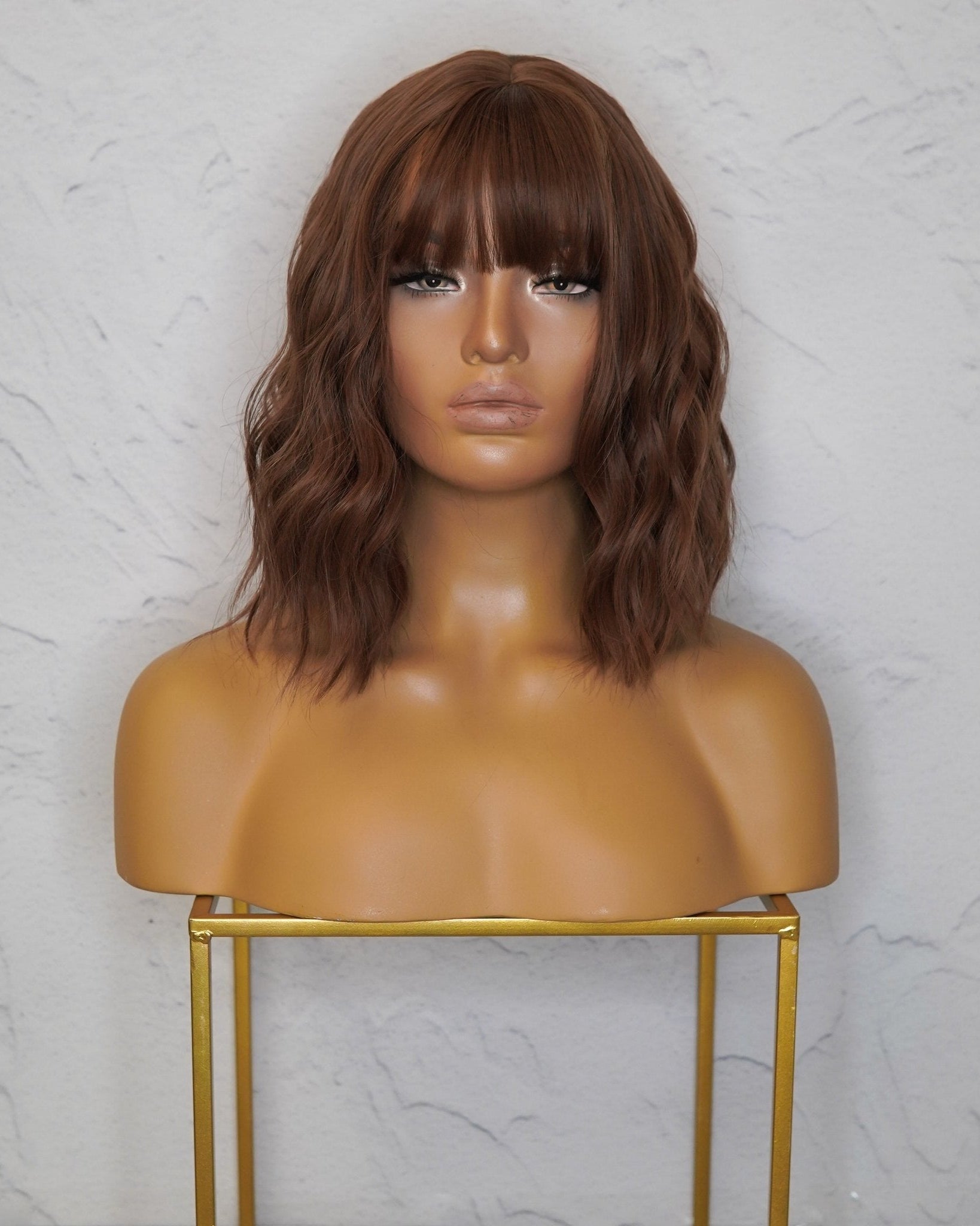HAYLEY Medium Brown Bob Fringe Wig - Milk & Honey Wigs