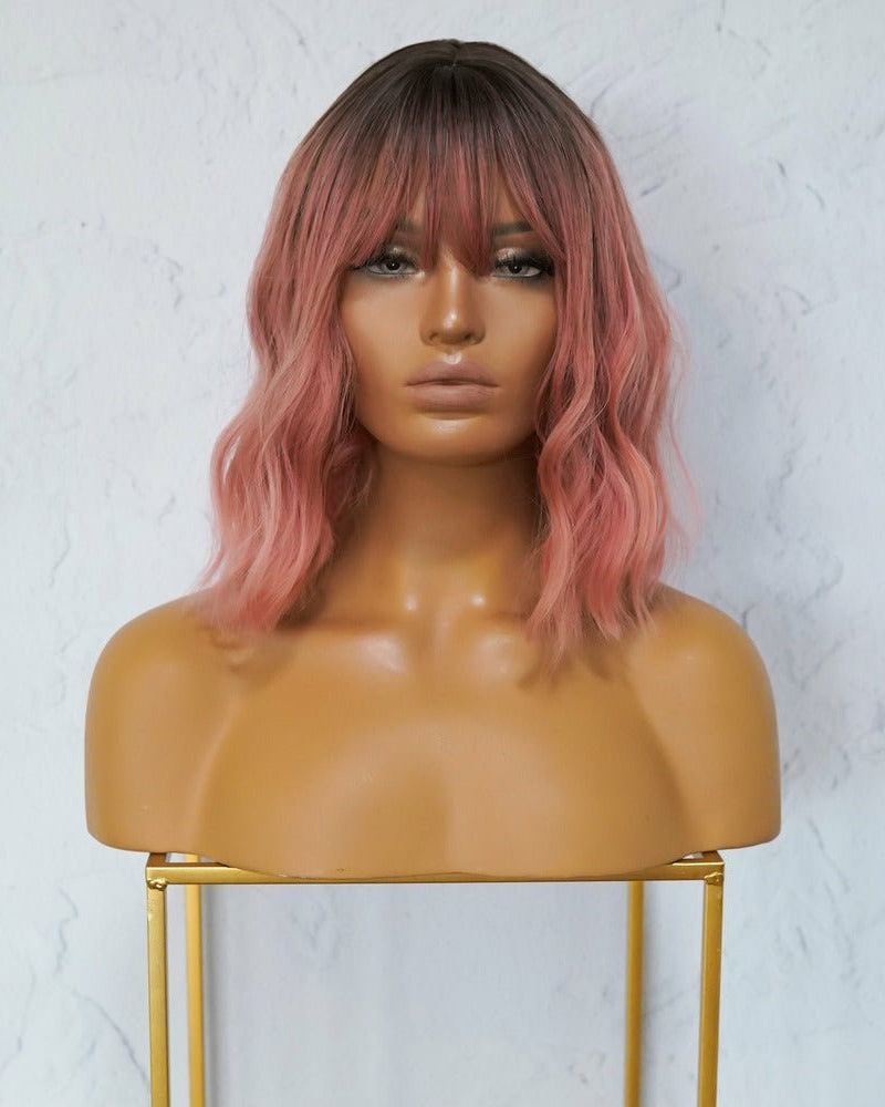 HAYLEY Ombre Pink Bob Fringe Wig - Milk & Honey Wigs