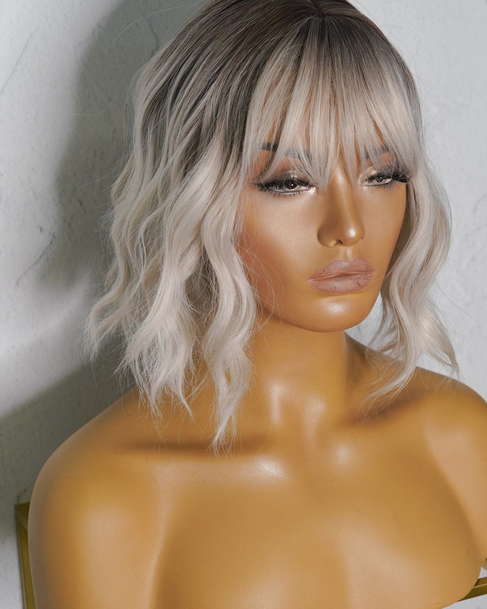 HAYLEY White Ash Blonde Bob Fringe Wig - Milk & Honey Wigs
