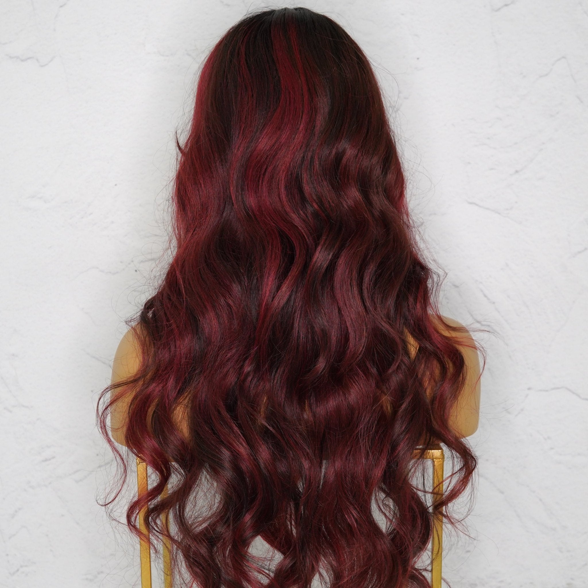 HENLEY Burgundy Lace Fringe Wig - Milk & Honey Wigs