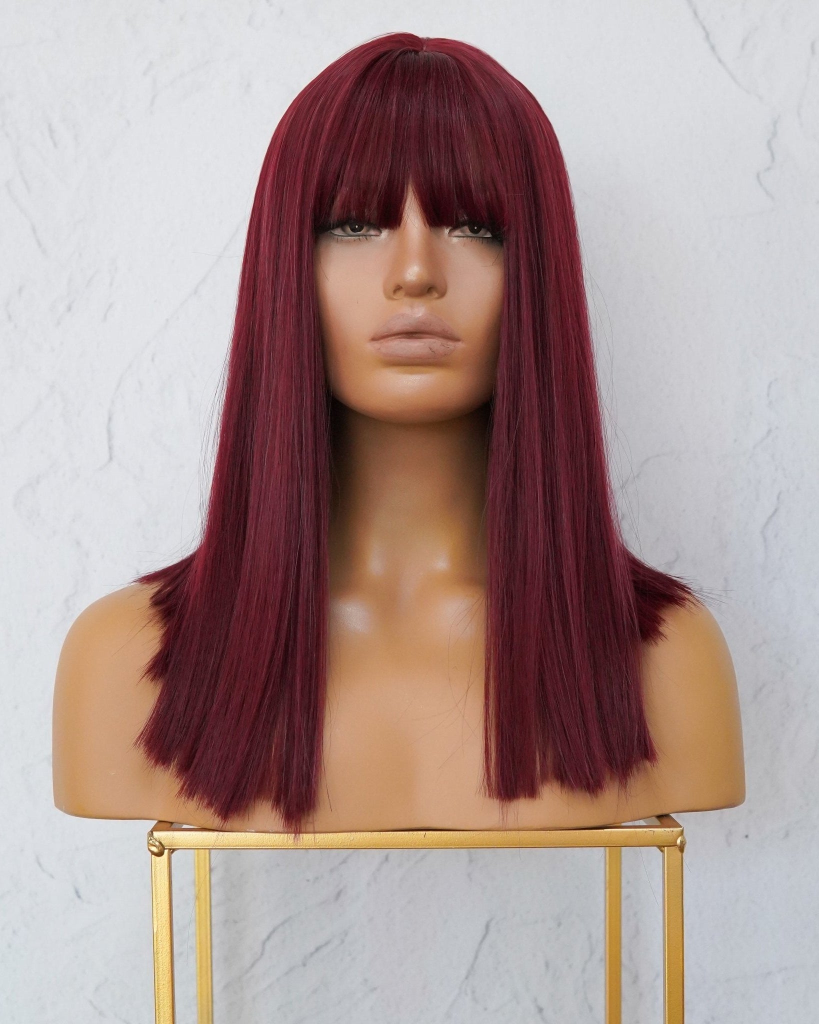 JOLIE Burgundy Fringe Wig - Milk & Honey Wigs