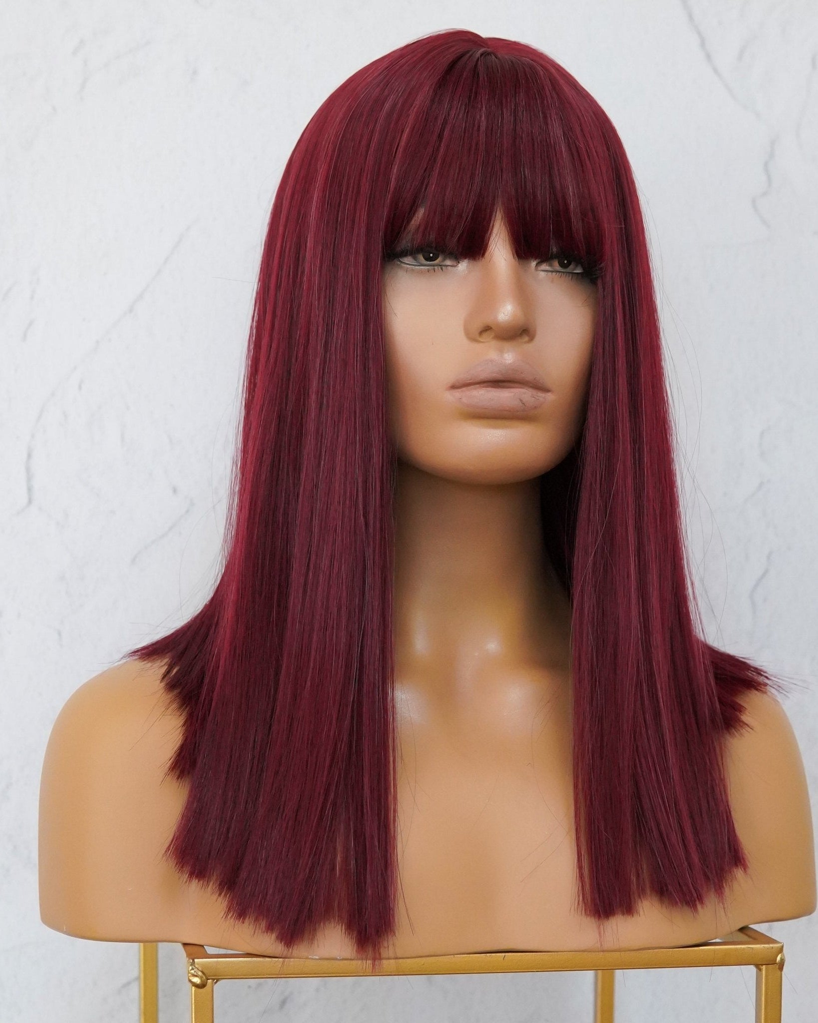JOLIE Burgundy Fringe Wig - Milk & Honey Wigs