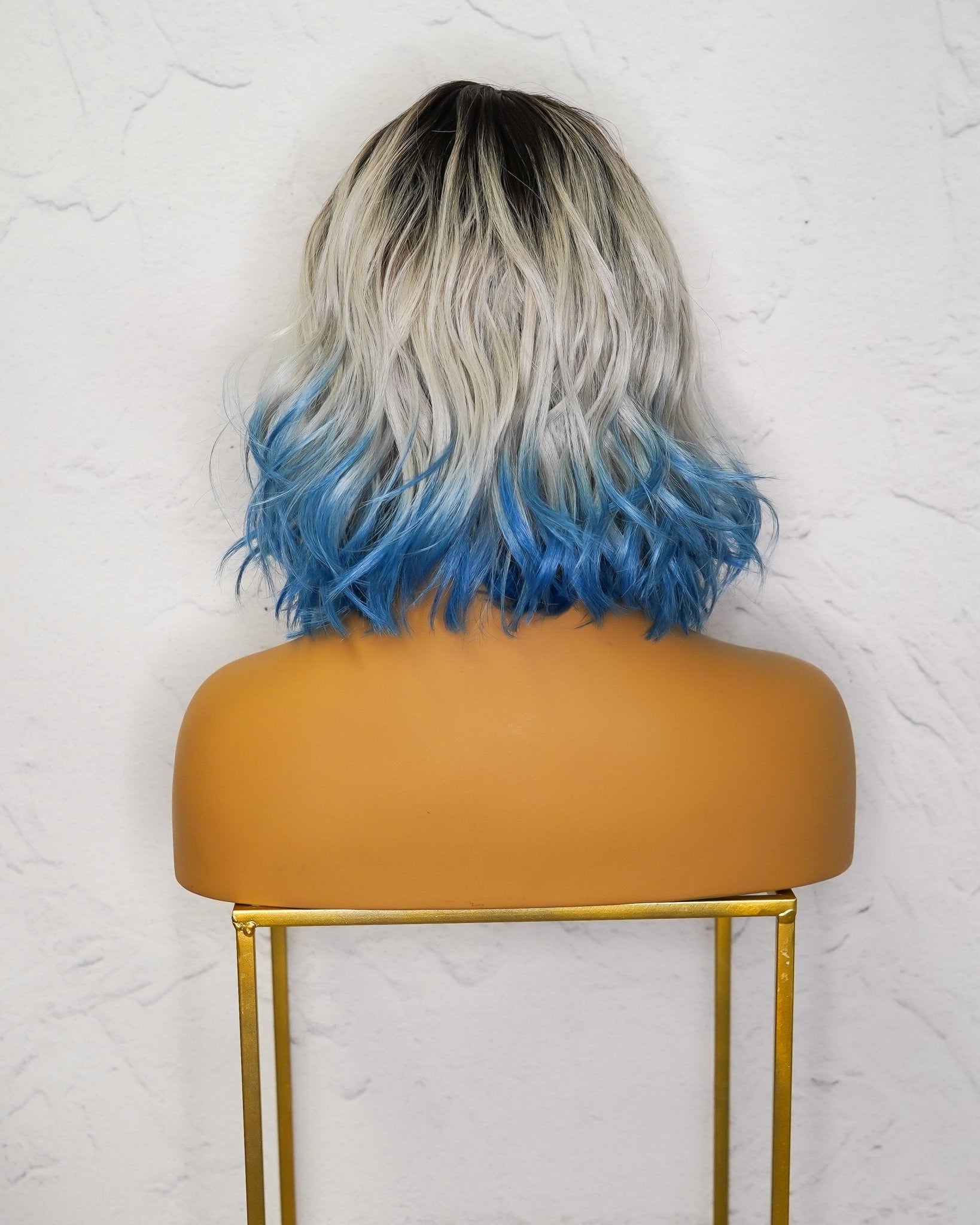 JORDAN Ombre Blue Bob Fringe Wig - Milk & Honey Wigs