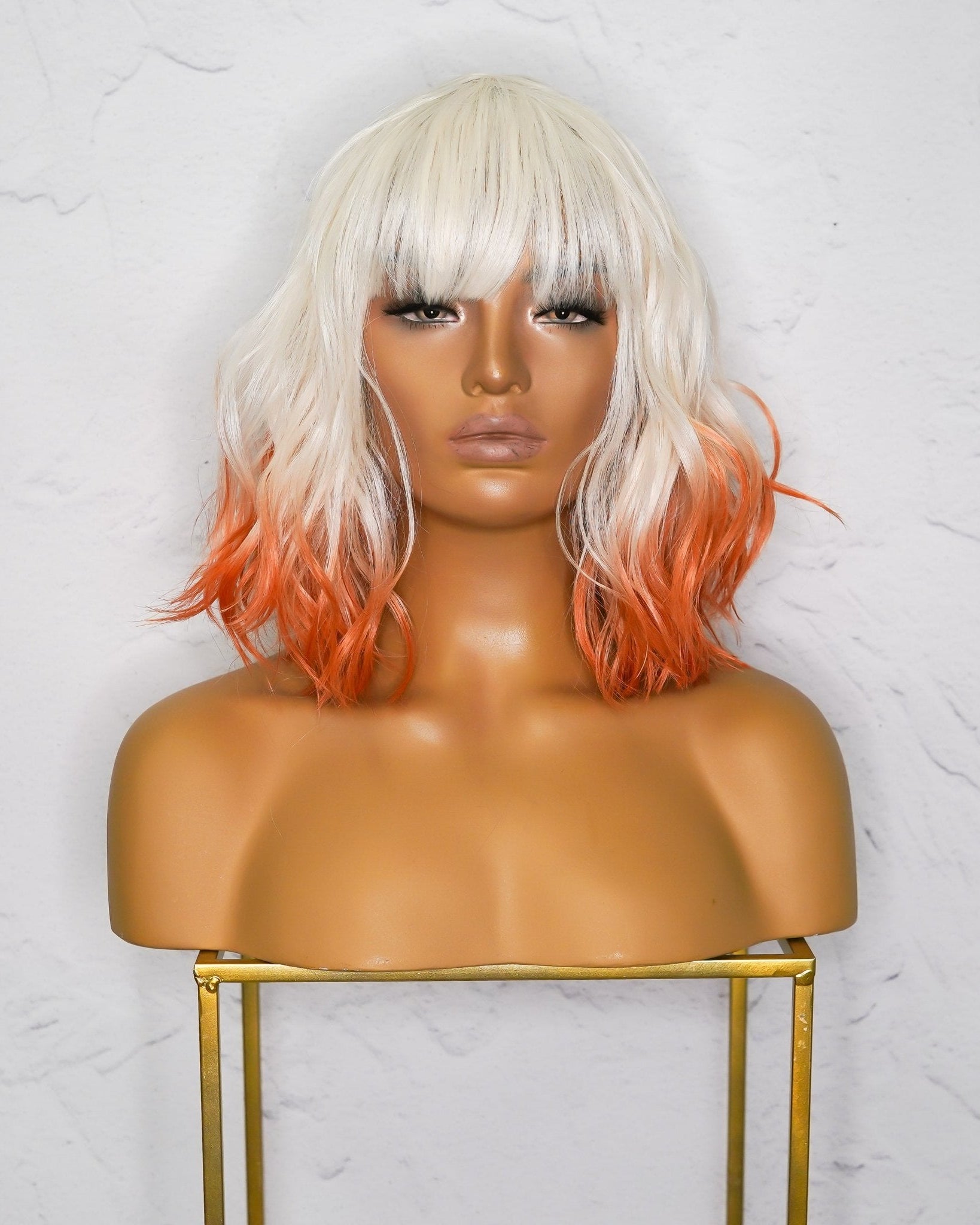 JORDAN Ombre Orange Bob Fringe Wig - Milk & Honey Wigs
