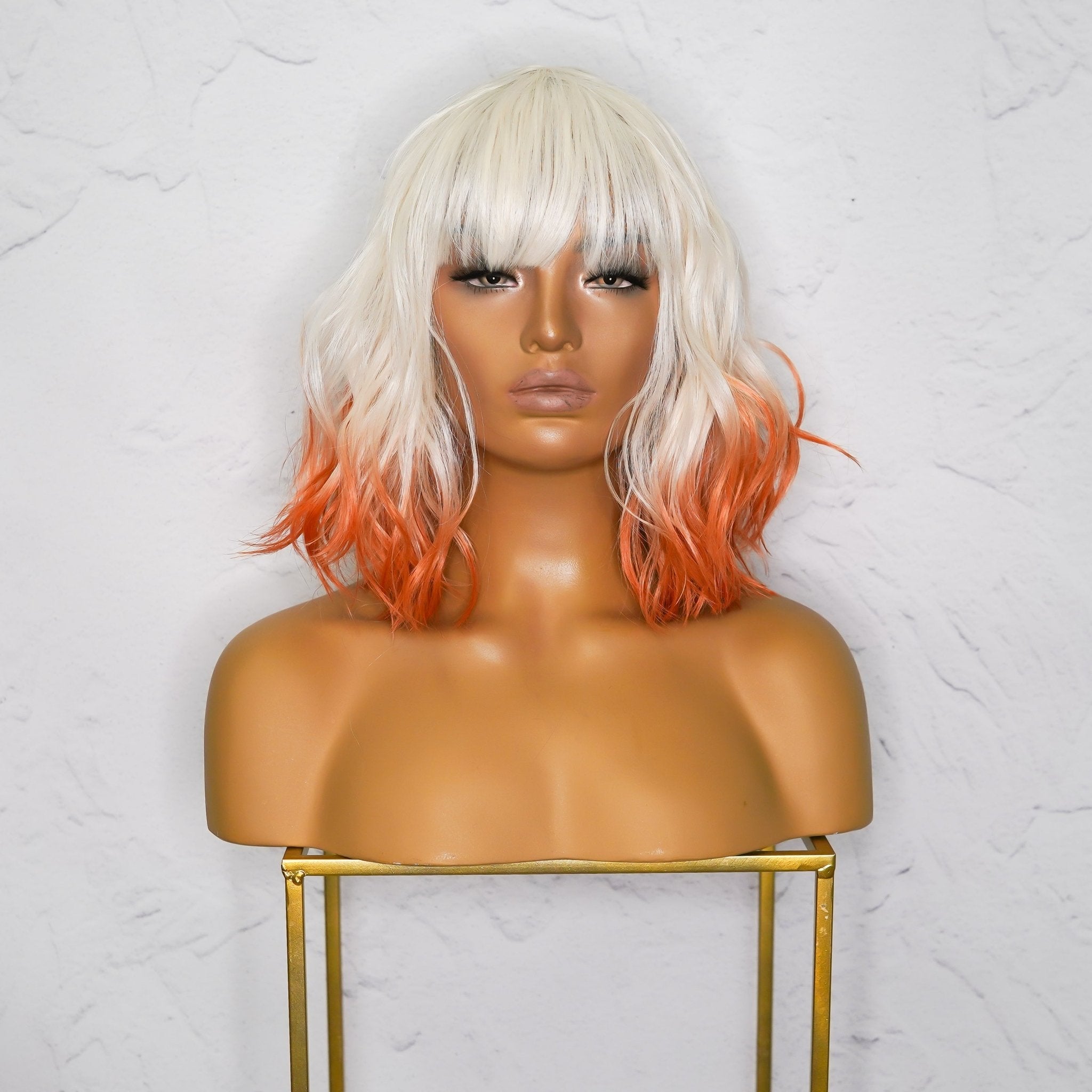 JORDAN Ombre Orange Bob Fringe Wig - Milk & Honey Wigs