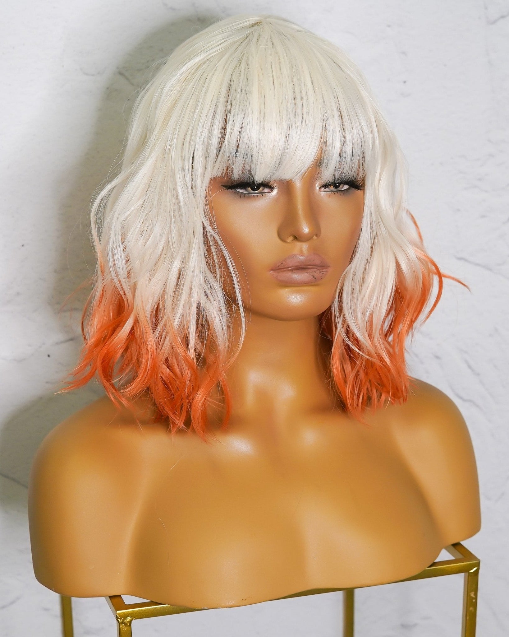 JORDAN Ombre Orange Bob Fringe Wig - Milk & Honey Wigs