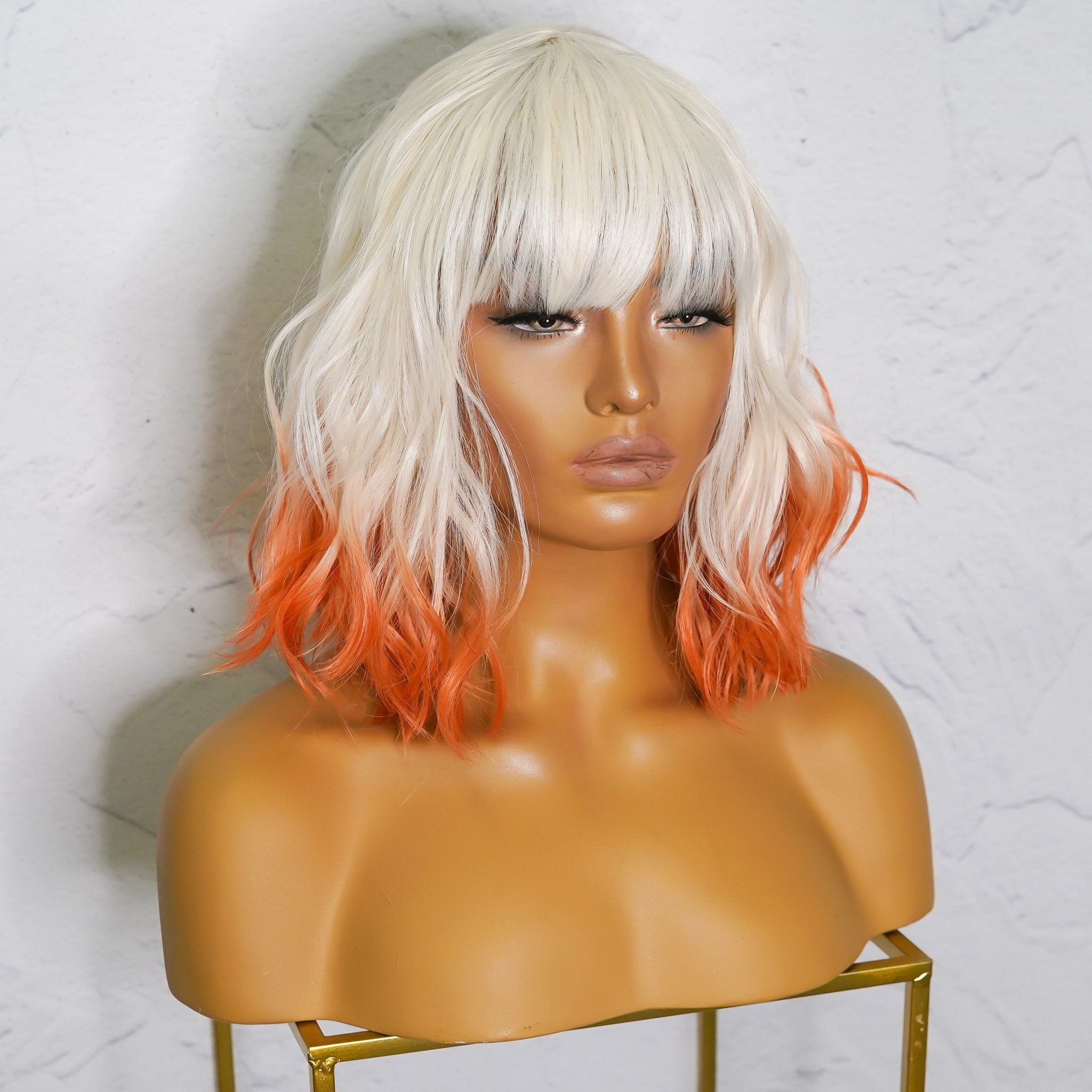 JORDAN Ombre Orange Bob Fringe Wig - Milk & Honey Wigs