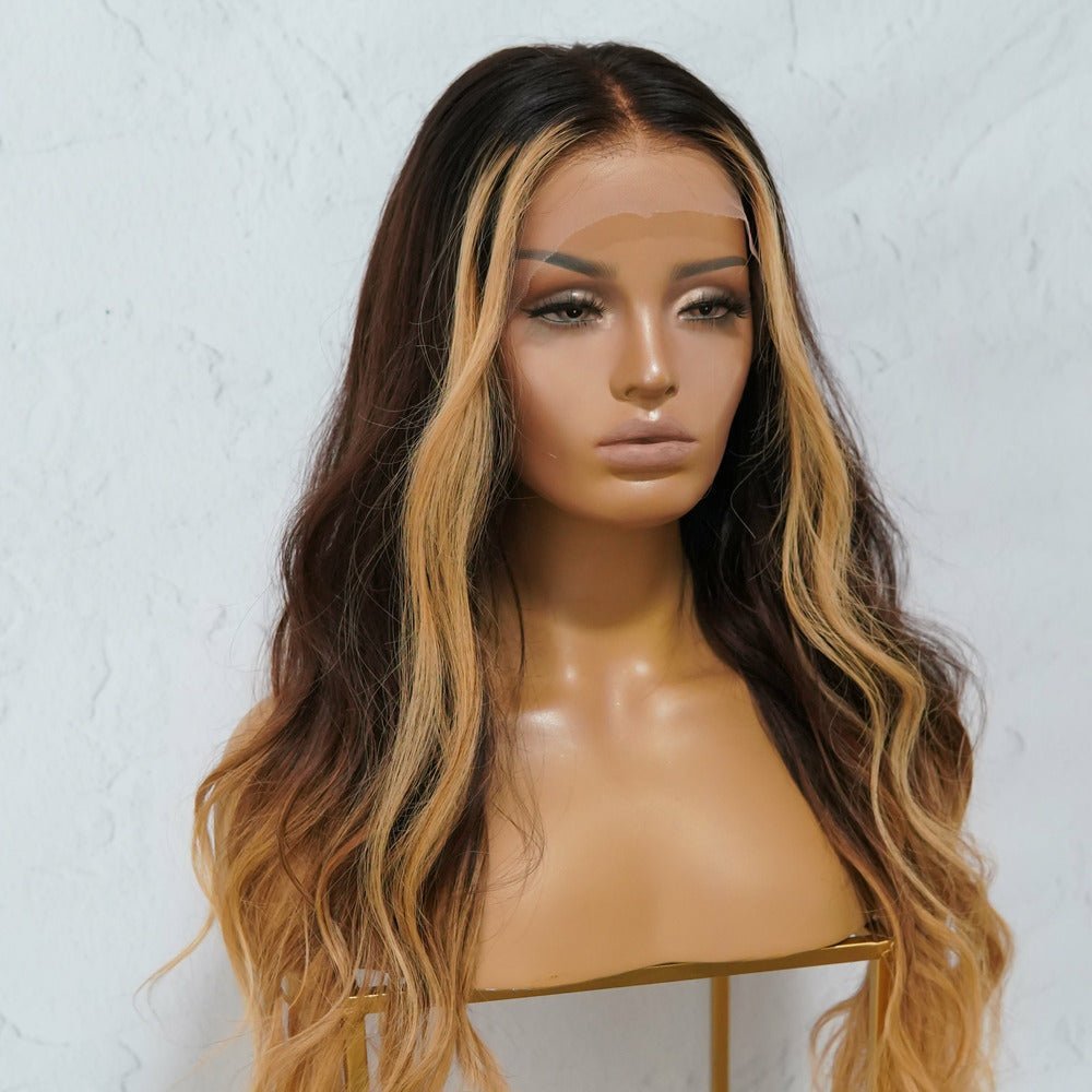 KARINA Brown Human Hair Lace Front Wig - Milk & Honey Wigs