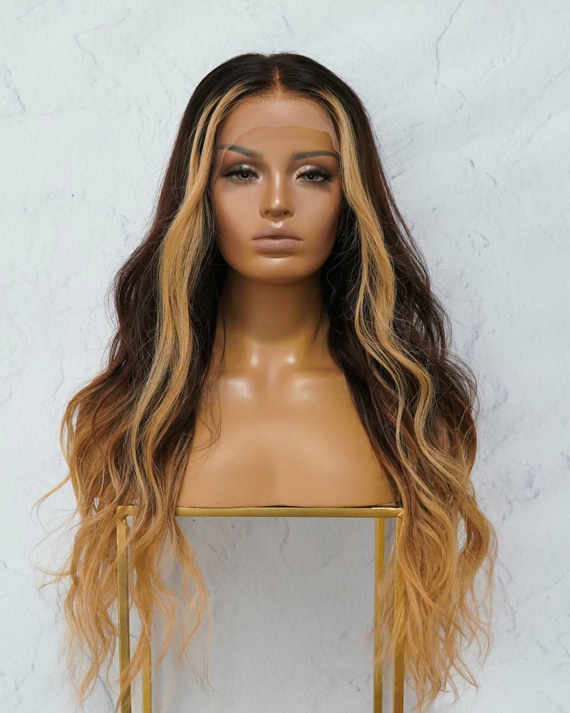 KARINA Brown Human Hair Lace Front Wig - Milk & Honey Wigs