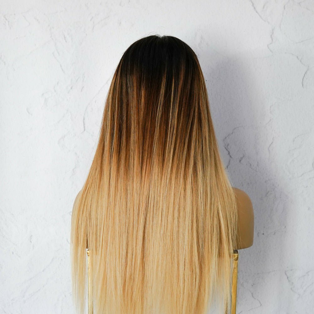 LANIE Ombre Brown Human Hair Lace Front Wig - Milk & Honey Wigs