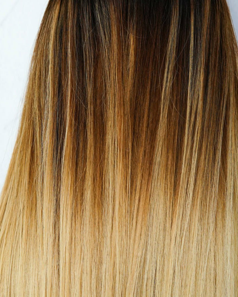 LANIE Ombre Brown Human Hair Lace Front Wig - Milk & Honey Wigs