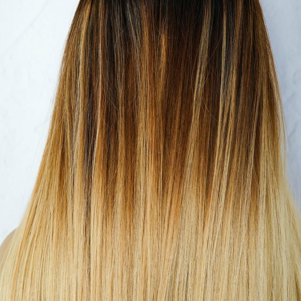 LANIE Ombre Brown Human Hair Lace Front Wig - Milk & Honey Wigs