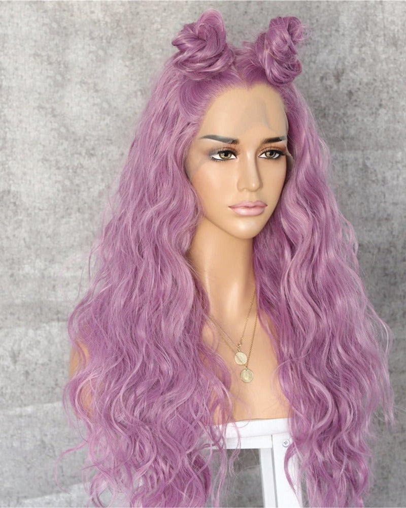 Leyla Pink Wavy 24" Lace Front Wig - Milk & Honey Wigs