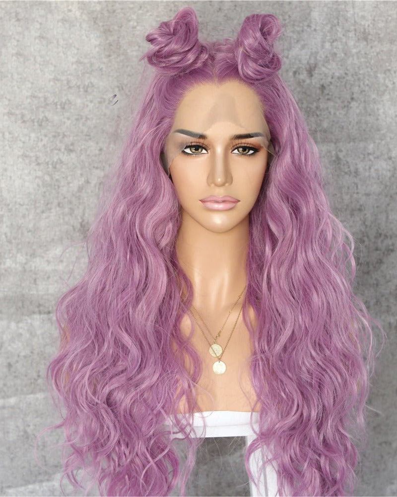 Leyla Pink Wavy 24" Lace Front Wig - Milk & Honey Wigs