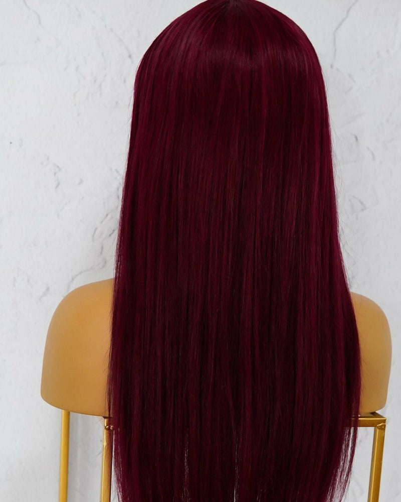 LILLY Burgundy Red Human Hair Lace Front Wig - Milk & Honey Wigs