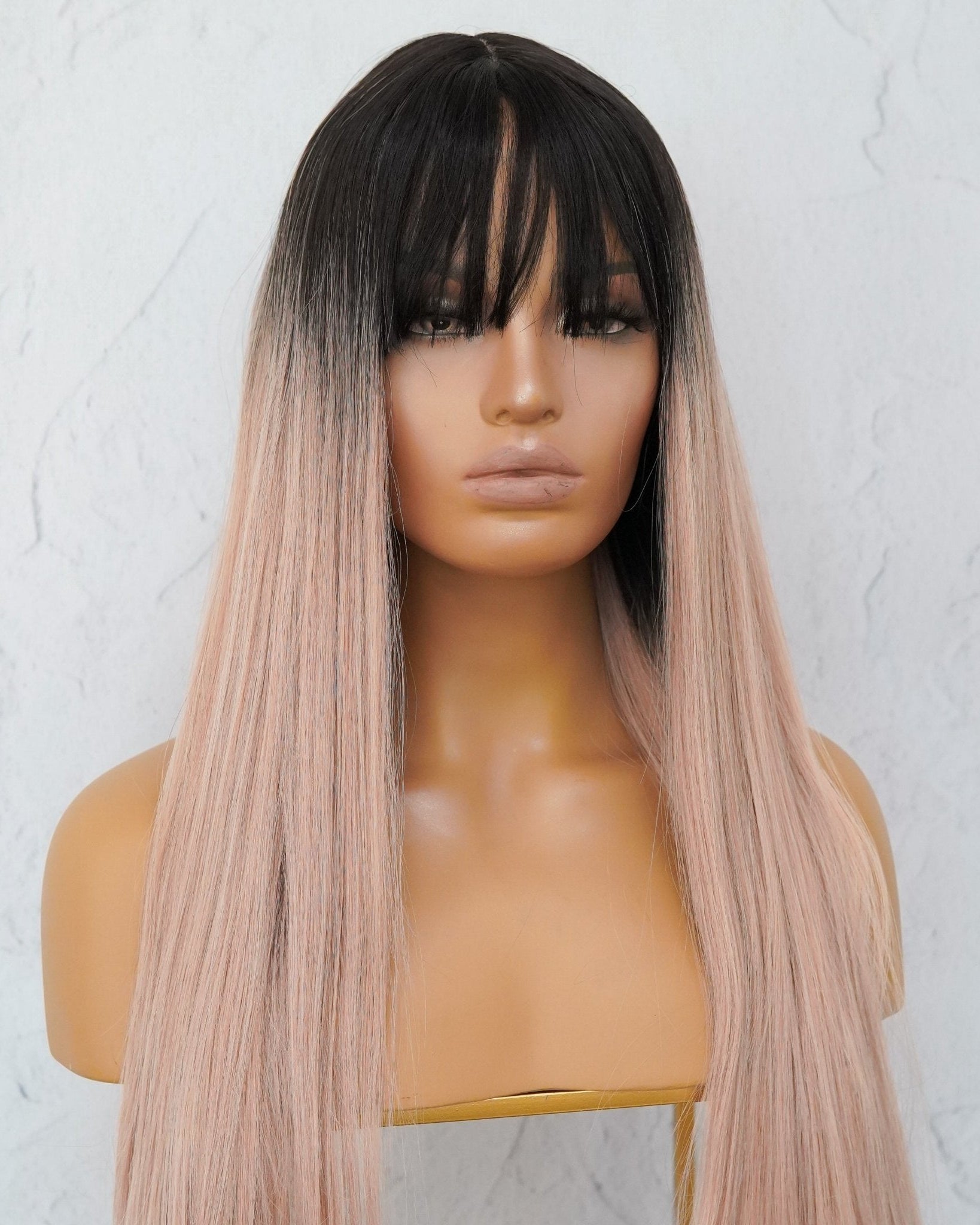 LIRA Dusty Caramel Pink Ombre Fringe Wig - Milk & Honey Wigs